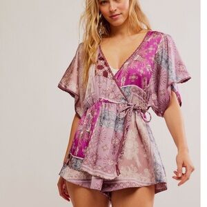 NWT FREE PEOPLE Oasis Romper /Dawn Pink Combo  Size: M